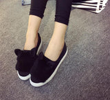 slip ons shoes platform flats 2016 New winter boots Fashion Real Fur Shoes Woman ears Shoes Female Low Cut Casuals leisures lady