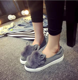 slip ons shoes platform flats 2016 New winter boots Fashion Real Fur Shoes Woman ears Shoes Female Low Cut Casuals leisures lady