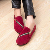 JIANBUDAN flat shoes women 2016 new spring shoes  casual and comfortable flat shoes size 35-40 Black / brown  Zipper rest shoes