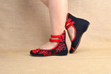Fashion Women Shoes Old Beijing Mary Jane Flats Casual Shoes Chinese Embroidered Cloth Woman Ballerina Shoes Plus Size 41