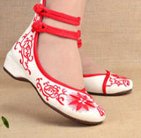 Fashion Women Shoes Old Beijing Mary Jane Flats Casual Shoes Chinese Embroidered Cloth Woman Ballerina Shoes Plus Size 41