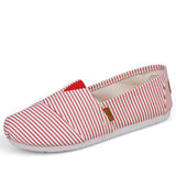 Women flats shoes 2017 new arrival spring slip-on striped flat shoes women high quality breathable canvas loafers shoes