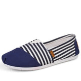 Women flats shoes 2017 new arrival spring slip-on striped flat shoes women high quality breathable canvas loafers shoes