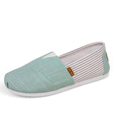 Women flats shoes 2017 new arrival spring slip-on striped flat shoes women high quality breathable canvas loafers shoes