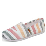 Women flats shoes 2017 new arrival spring slip-on striped flat shoes women high quality breathable canvas loafers shoes