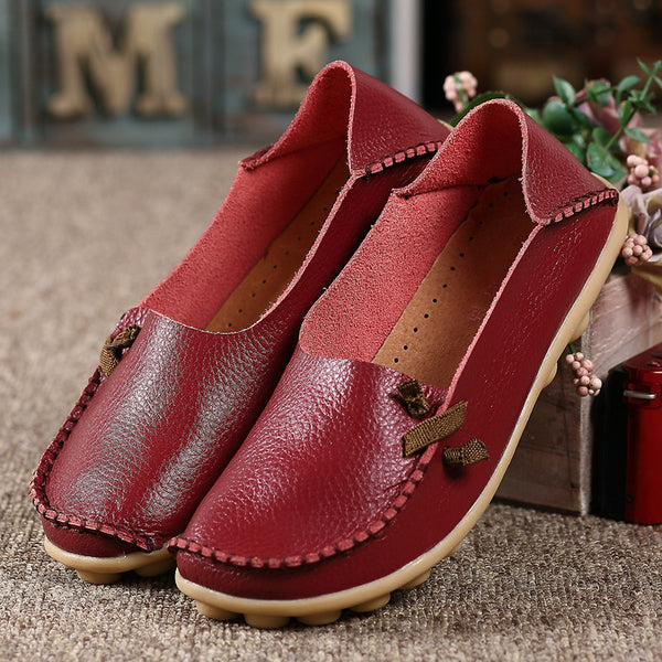 2016 Genuine Leather Women Flats Shoe Fashion Casual Slip On Soft Loafers Spring Autumn Moccasins Female Driving Shoes Wholesale