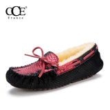 CCE 2016 Fashion Wool Woman casual Shoes Suede Leather Flats Driving Shoes Winter Mixed Colors Leather Chaussure femme 8699