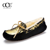 CCE 2016 Fashion Wool Woman casual Shoes Suede Leather Flats Driving Shoes Winter Mixed Colors Leather Chaussure femme 8699