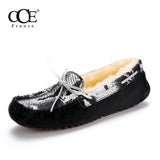 CCE 2016 Fashion Wool Woman casual Shoes Suede Leather Flats Driving Shoes Winter Mixed Colors Leather Chaussure femme 8699