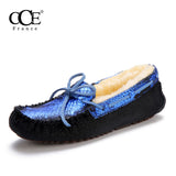 CCE 2016 Fashion Wool Woman casual Shoes Suede Leather Flats Driving Shoes Winter Mixed Colors Leather Chaussure femme 8699