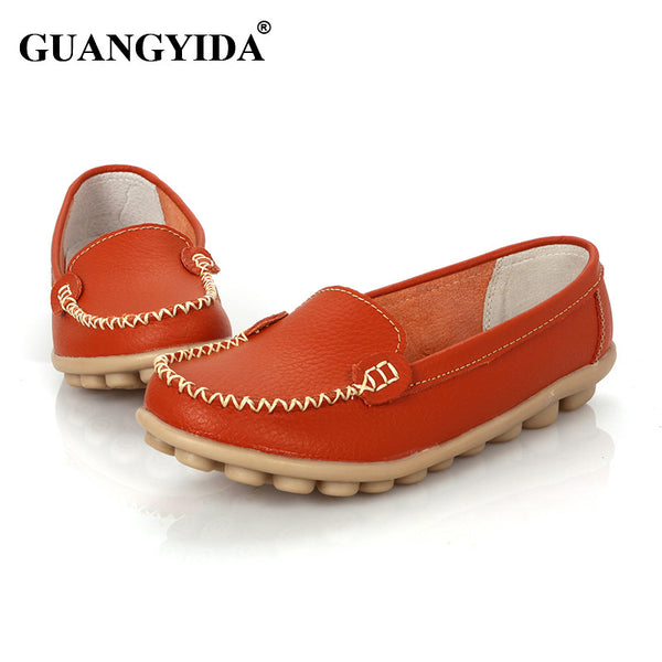 New 2017 Women genuine Leather Shoes Slip on women Flats Comfort shoes woman moccasins Spring summer shoes