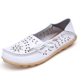 Plus Size 2017 Ballet Summer Cut Out Women Genuine Leather Shoes Woman  Flat Flexible Round Toe Nurse Casual Fashion Loafer