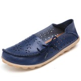 Plus Size 2017 Ballet Summer Cut Out Women Genuine Leather Shoes Woman  Flat Flexible Round Toe Nurse Casual Fashion Loafer