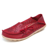 Plus Size 2017 Ballet Summer Cut Out Women Genuine Leather Shoes Woman  Flat Flexible Round Toe Nurse Casual Fashion Loafer