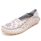 Plus Size 2017 Ballet Summer Cut Out Women Genuine Leather Shoes Woman  Flat Flexible Round Toe Nurse Casual Fashion Loafer