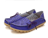 Plus Size 2017 Ballet Summer Cut Out Women Genuine Leather Shoes Woman  Flat Flexible Round Toe Nurse Casual Fashion Loafer