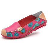 2017 Cow Muscle Ballet Summer Flower Print Women Genuine Leather Shoes Woman  Flat Flexible Nurse  Peas Loafer Flats