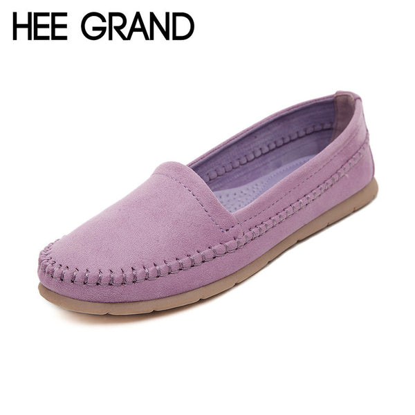 HEE GRAND Women's Flats 2017 Soft Flock Loafers Slip-on Breathable Flats Spring Pregnant Women's Casual Flat Heel Shoes XWD3357