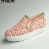 Elegant Loafers Shoes Women Casual Lace Round  toe Shoes Woman Fashion Platform Heel Shoe Ladies White Pink Black Spring Shoes