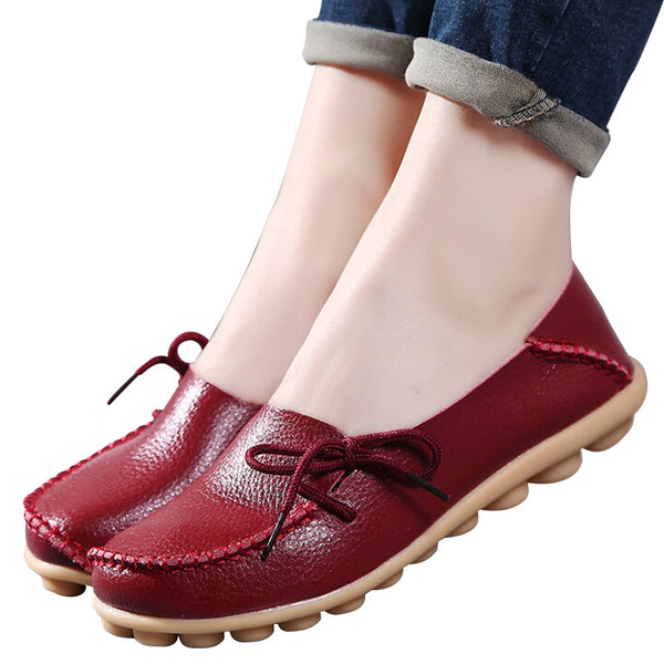 Large size genuine leather Women shoes mother shoes girls lace-up fashion casual shoes comfortable breathable women flats SDC179